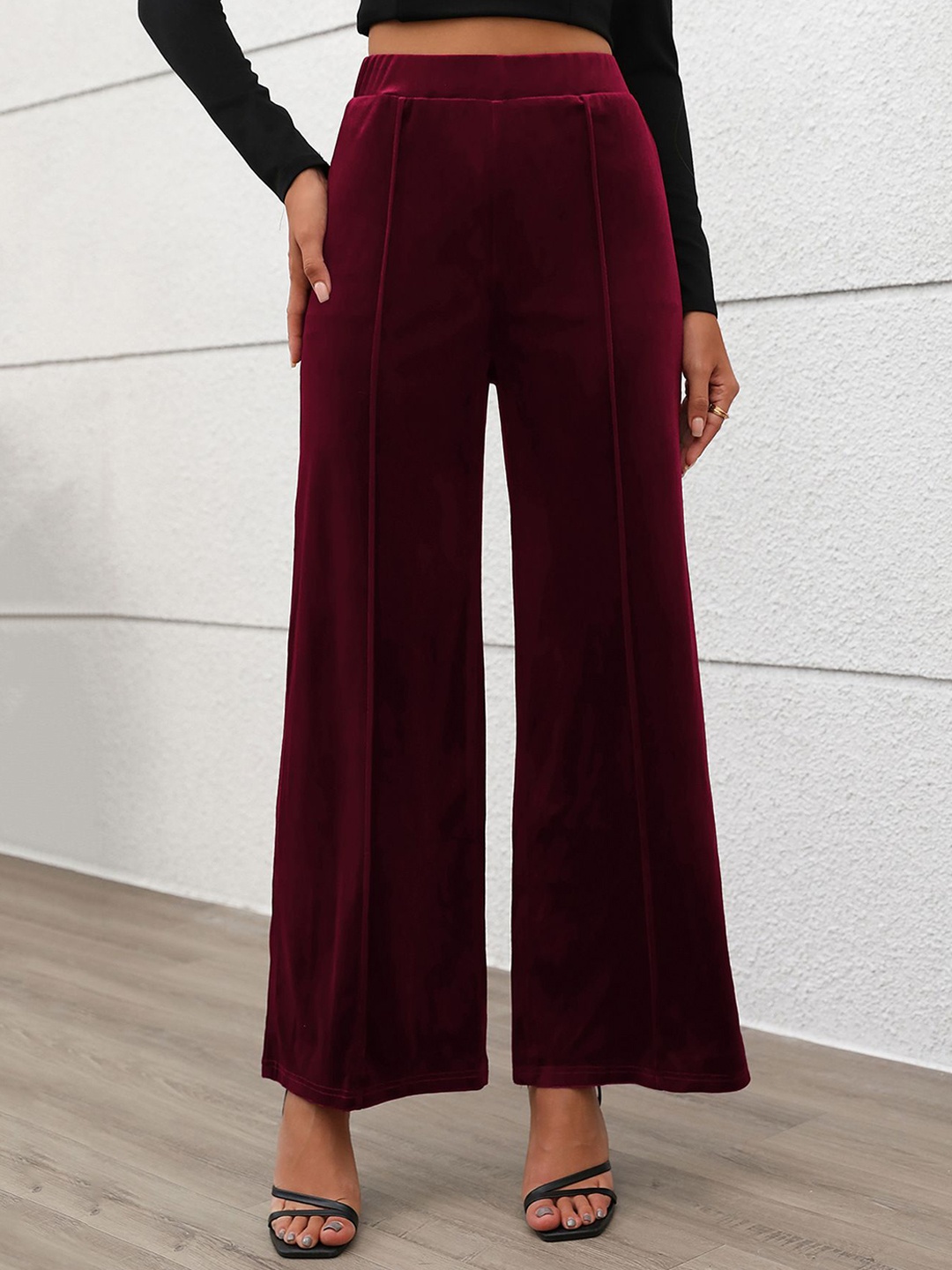 

StyleCast Women High-Rise Pleated Trousers, Maroon