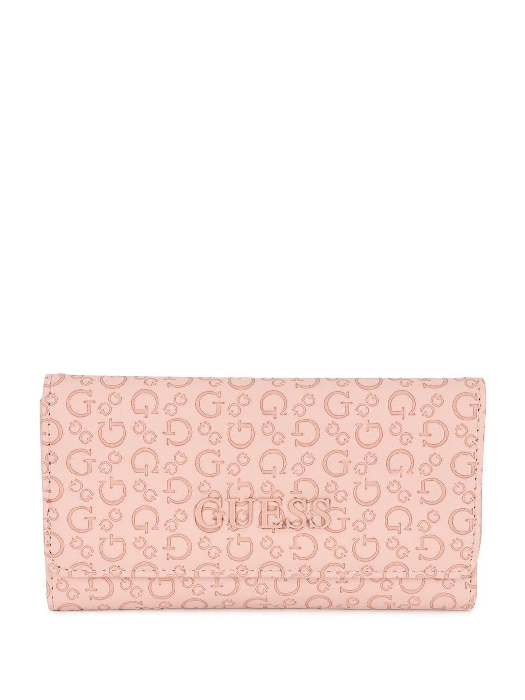 

GUESS Women Printed PU Three Fold Wallet, Pink