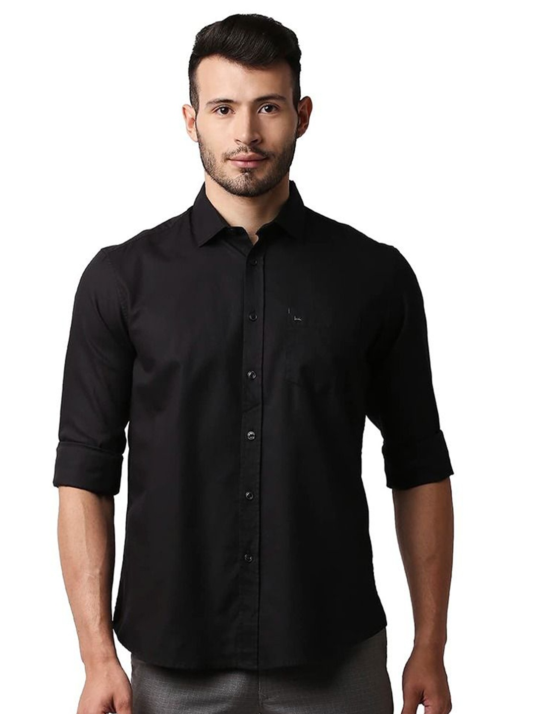 

Basics Men Slim Fit Opaque Casual Shirt, Black