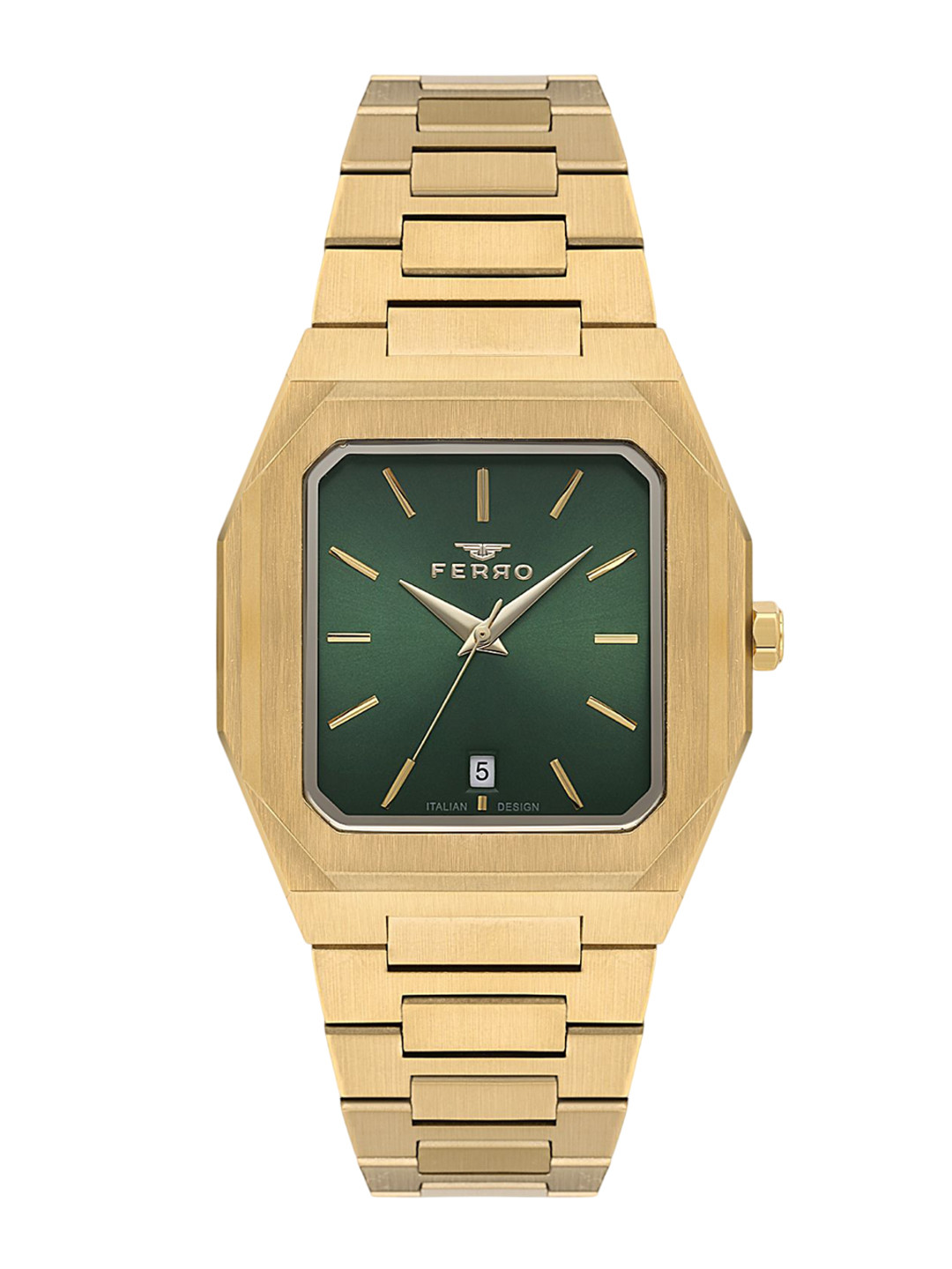 

Ferro Men Brass Dial & Stainless Steel Bracelet Style Straps Analogue Watch F11481A-B6, Green