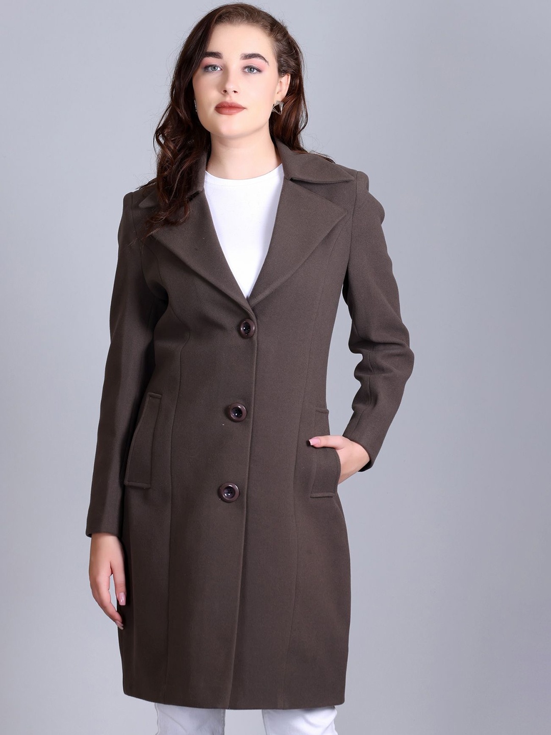 

Winter Wonders Single Breasted Knee Length Overcoat, Grey