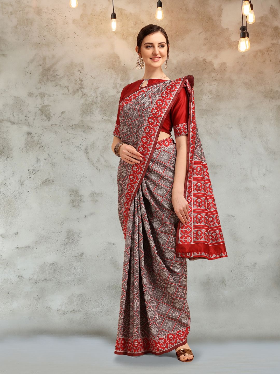 

DIVASTRI Woven Design Zari Silk Cotton Designer Banarasi Saree, Grey