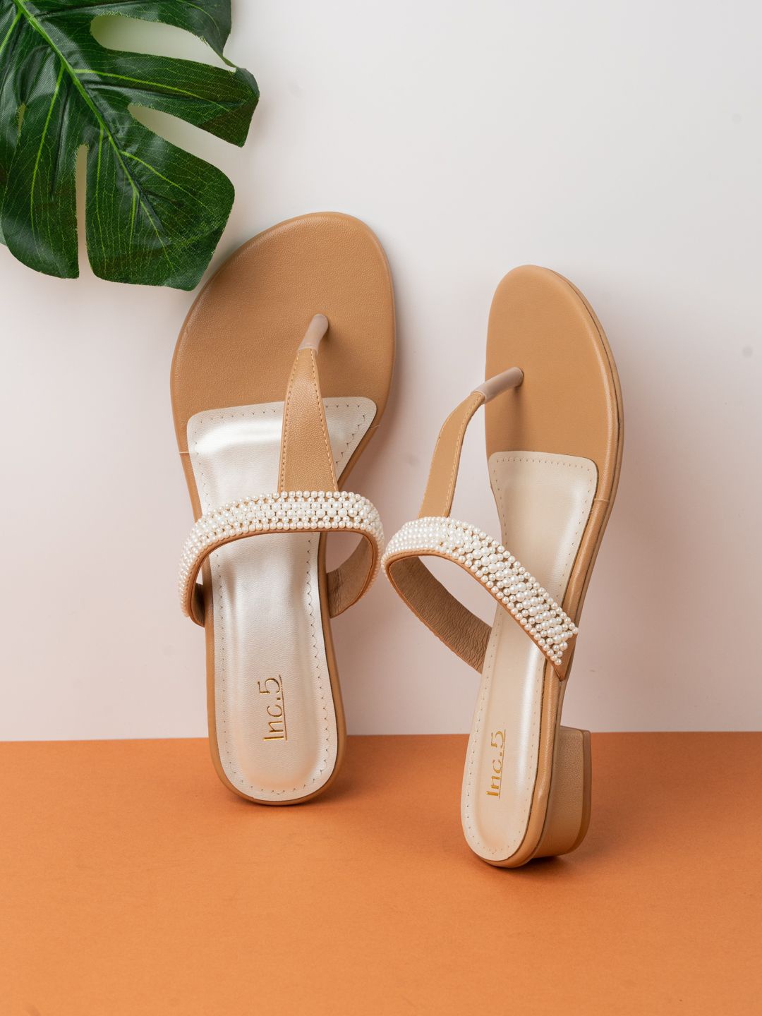 

Inc 5 Embellished Party Block Sandals, Beige