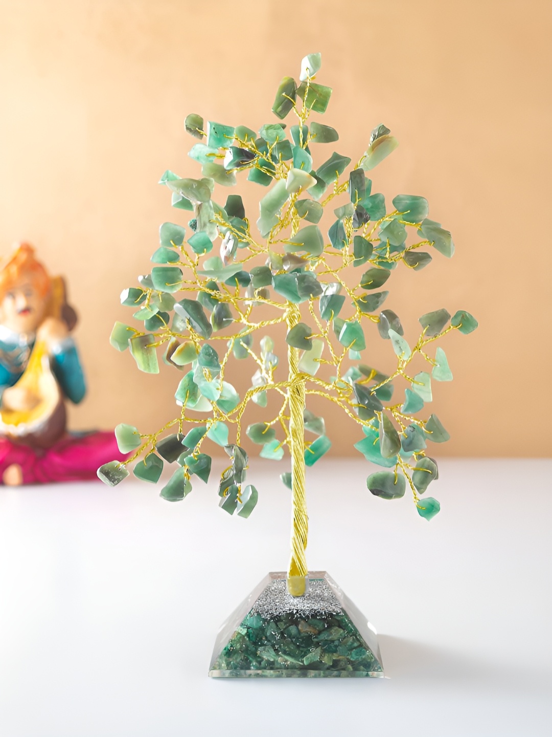 

Golden Peacock Green Figurine Showpiece
