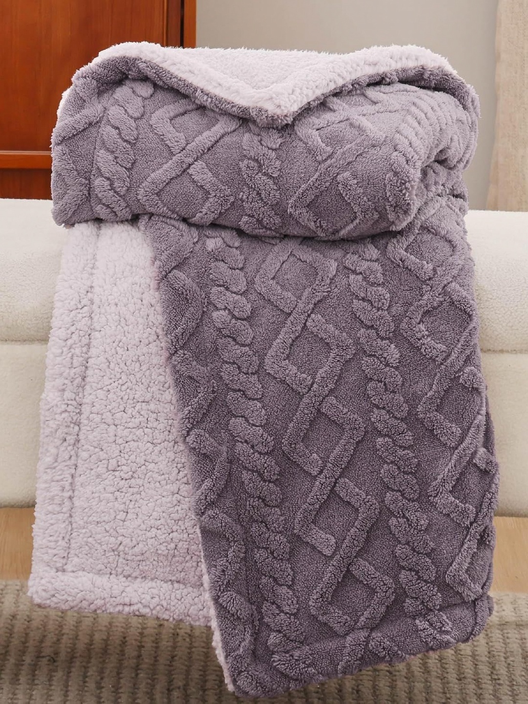 

bsb home Purple & Lavender Heavy Winter 500 GSM Double Bed Blanket