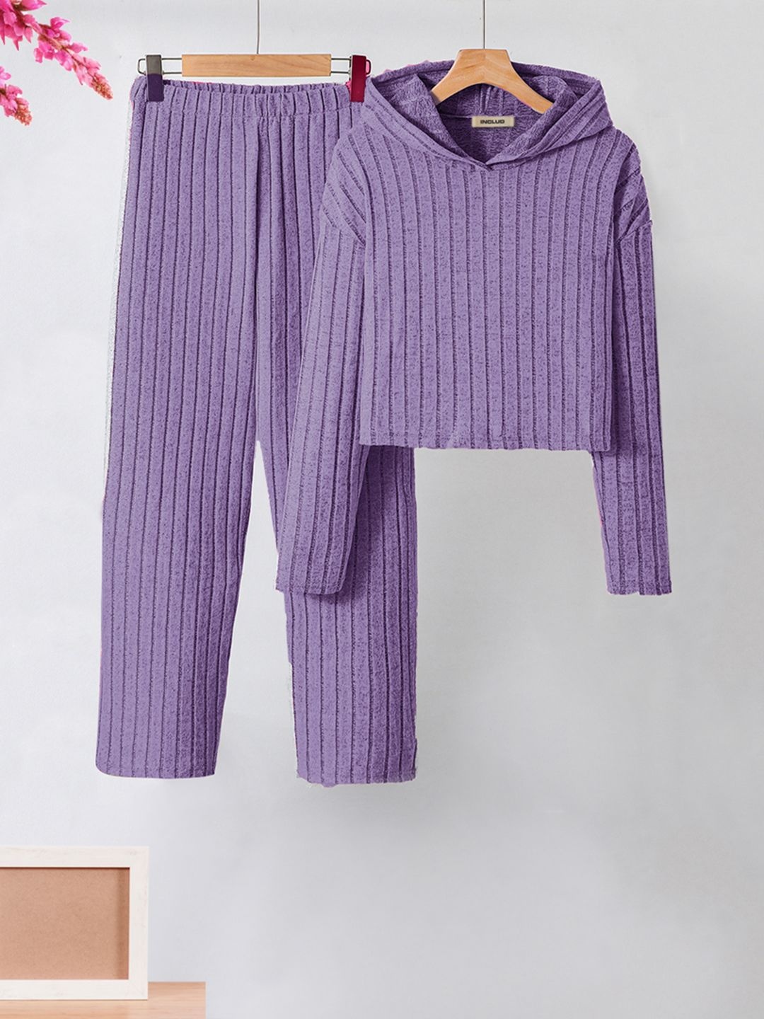 

INCLUD Girls Striped Trousers, Purple