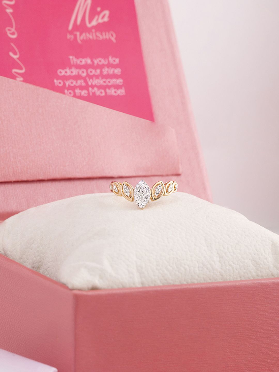 

Mia by Tanishq 14KT Floral Love Gold & Diamond Finger Ring 2.43gm