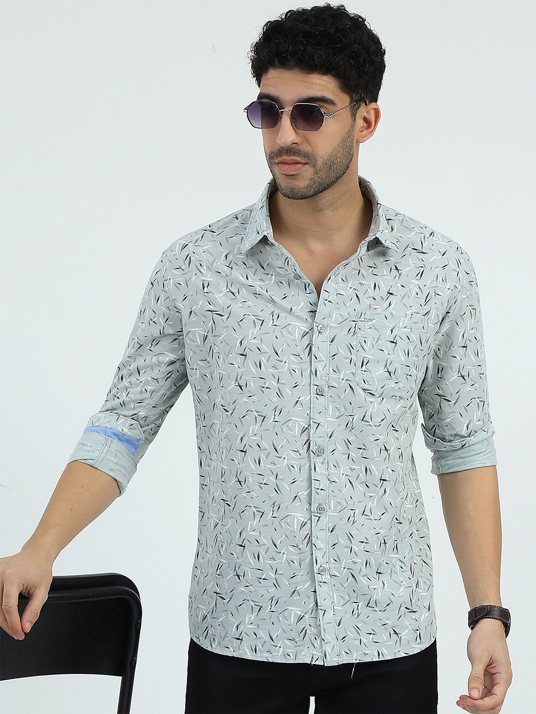 

RIGS AND RAGS Men Standard Floral Opaque Printed Casual Shirt, Turquoise blue