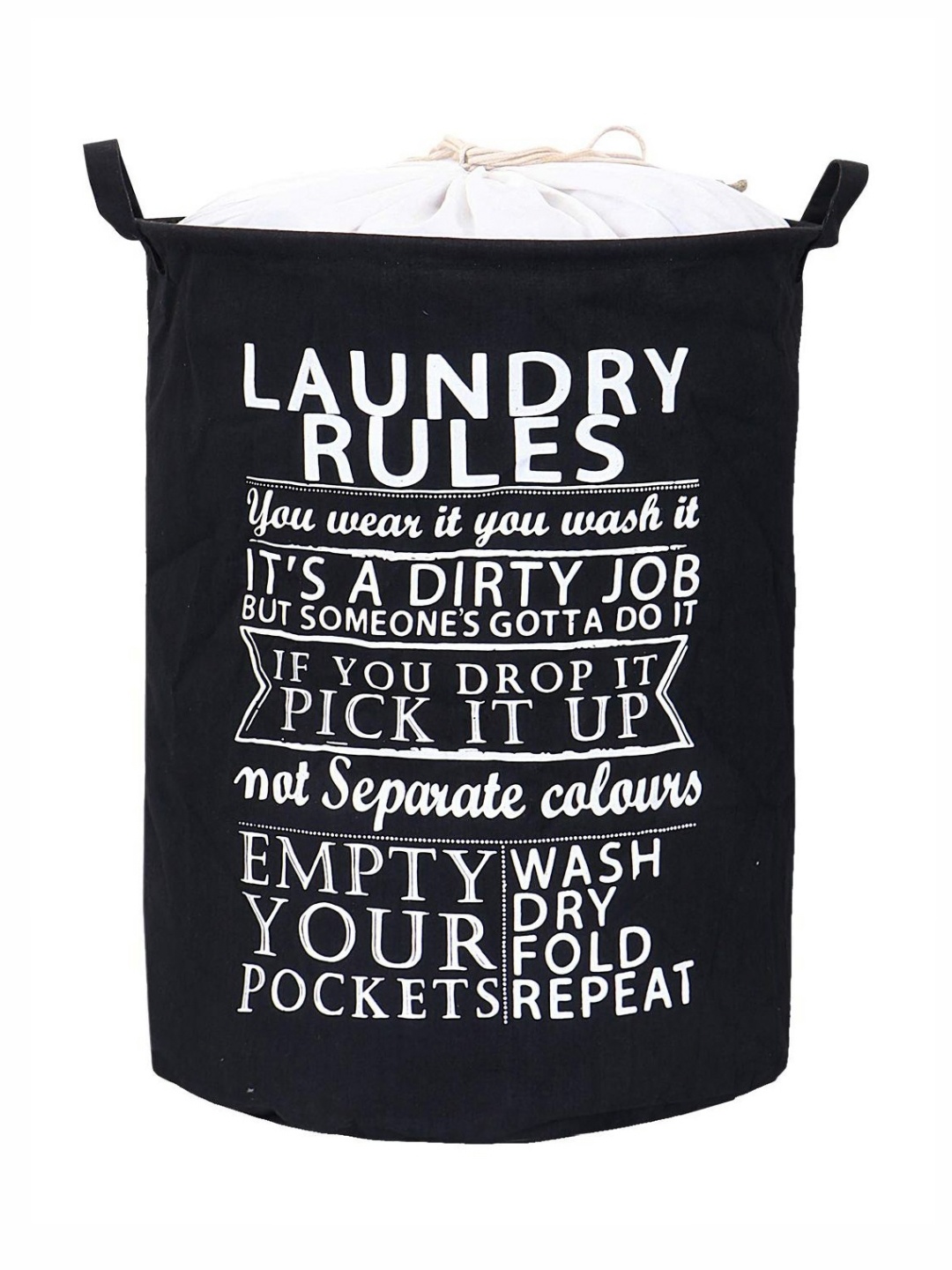 

HOKIPO Black Printed Foldable Laundry Bags With Lid