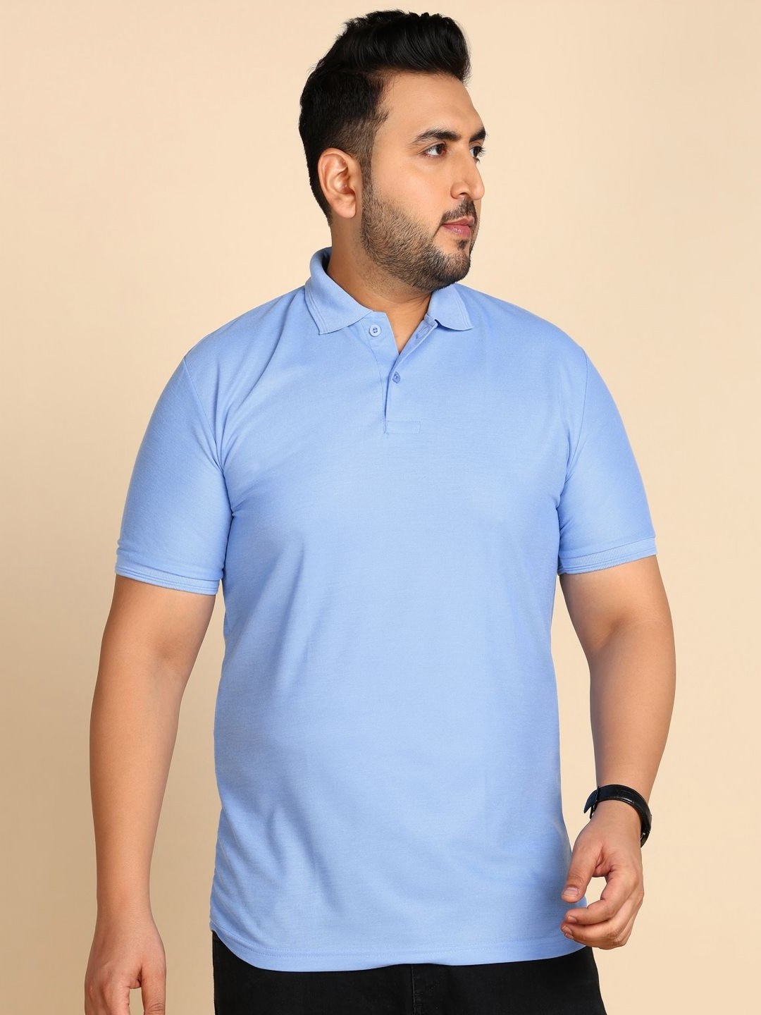 

METRONAUT PLUS Men Plus Size Solid Polo Collar T-shirt, Blue