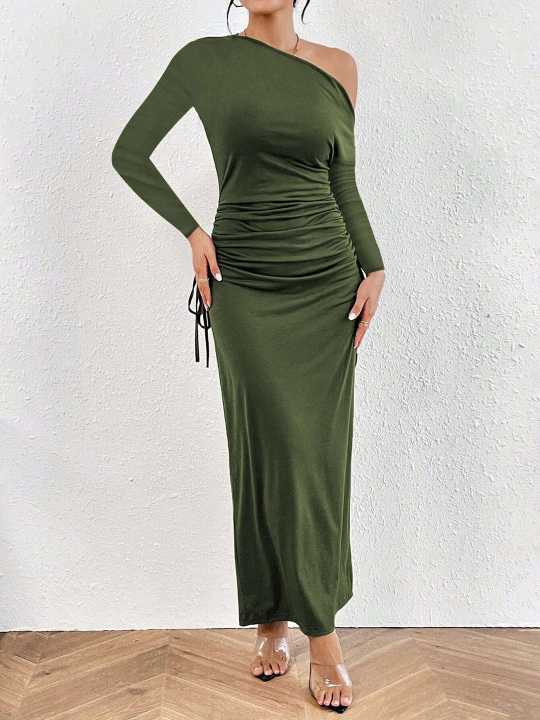 

JC Mode Women One Shoulder Maxi Dress, Green
