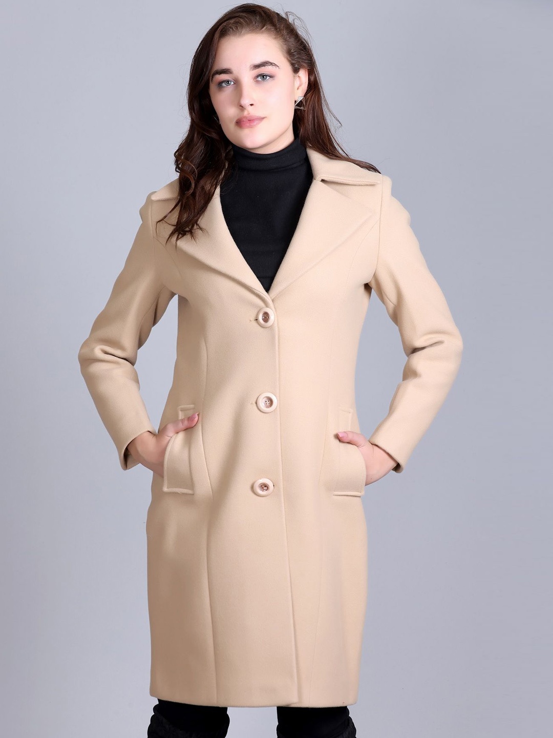 

Winter Wonders Single-Breasted Overcoat, Camel brown