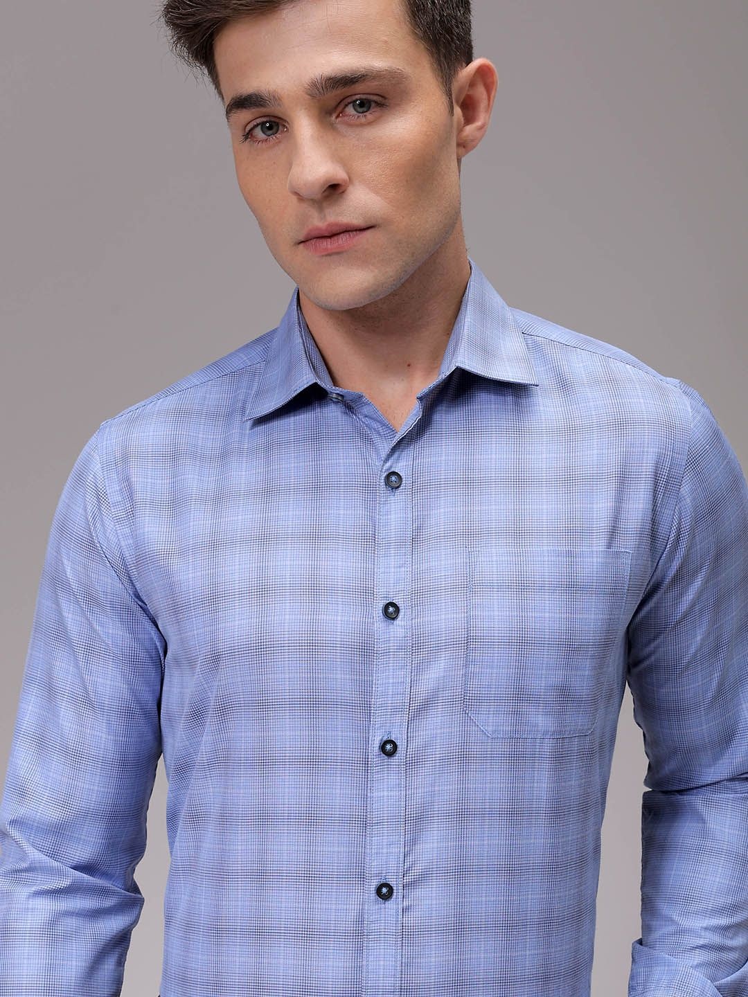 

The Indian Garage Co. X Luxe Men Slim Fit Opaque Checked Formal Shirt, Blue