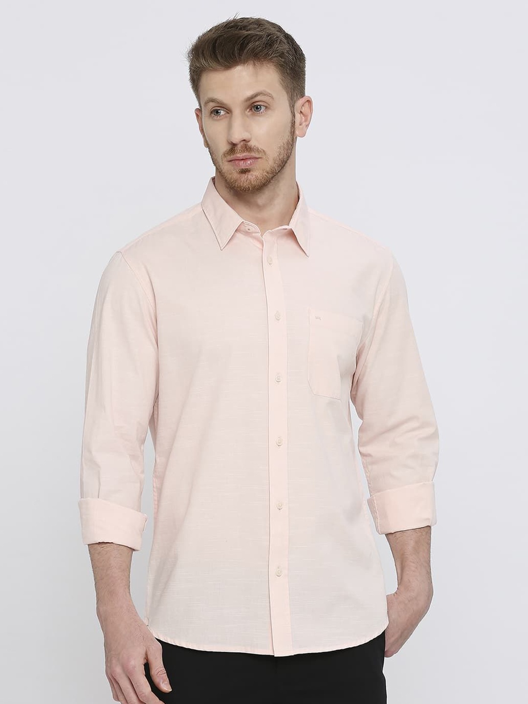 

Basics Men Slim Fit Opaque Casual Shirt, Pink