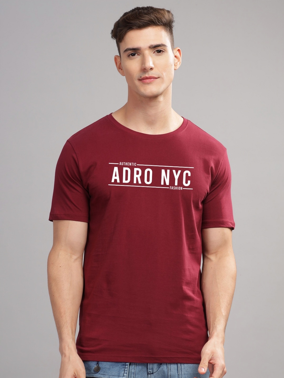 

ADRO Men Printed T-shirt, Maroon