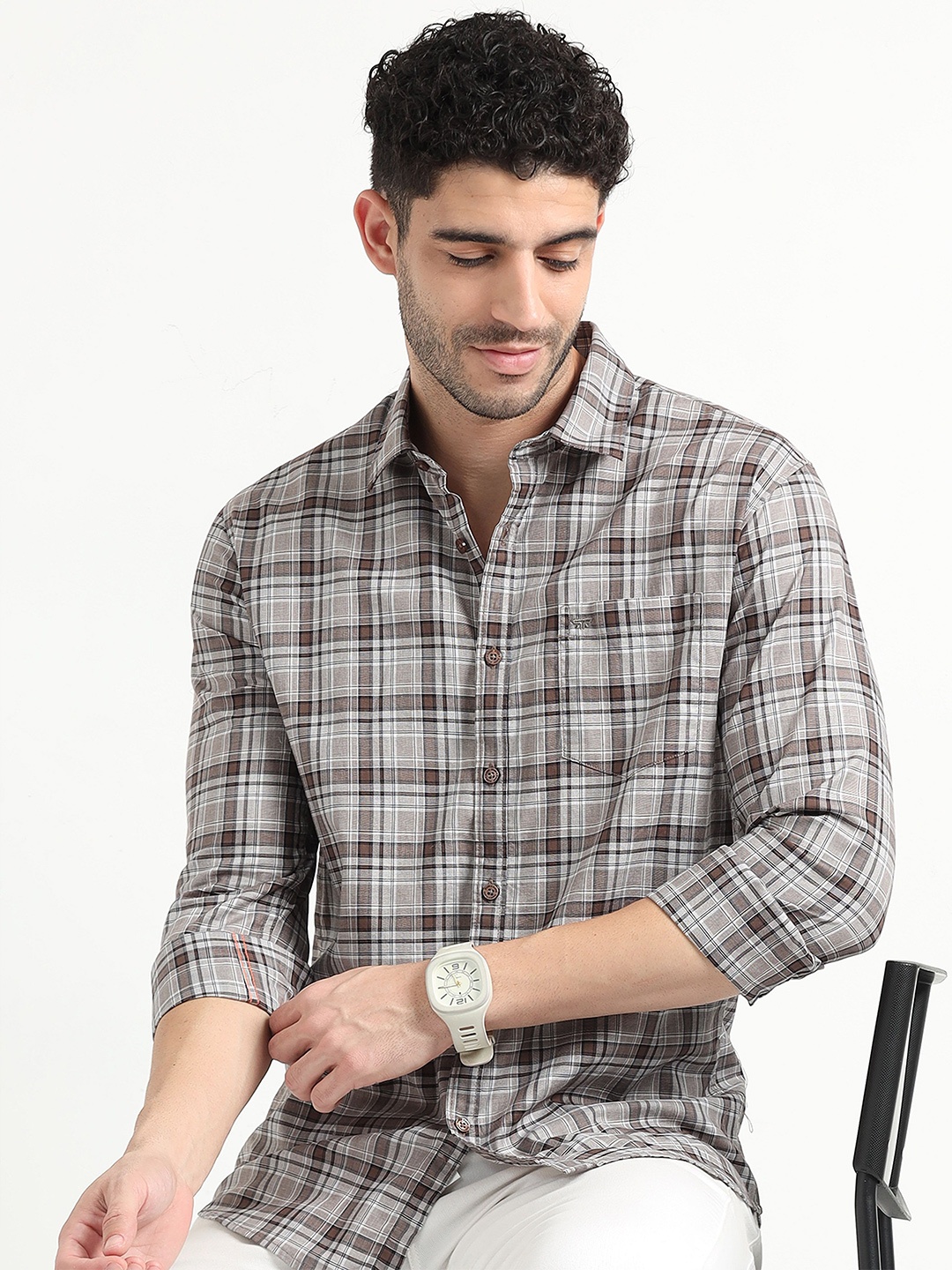 

RIGS AND RAGS Men Comfort Tartan Checks Opaque Checked Casual Shirt, Blue