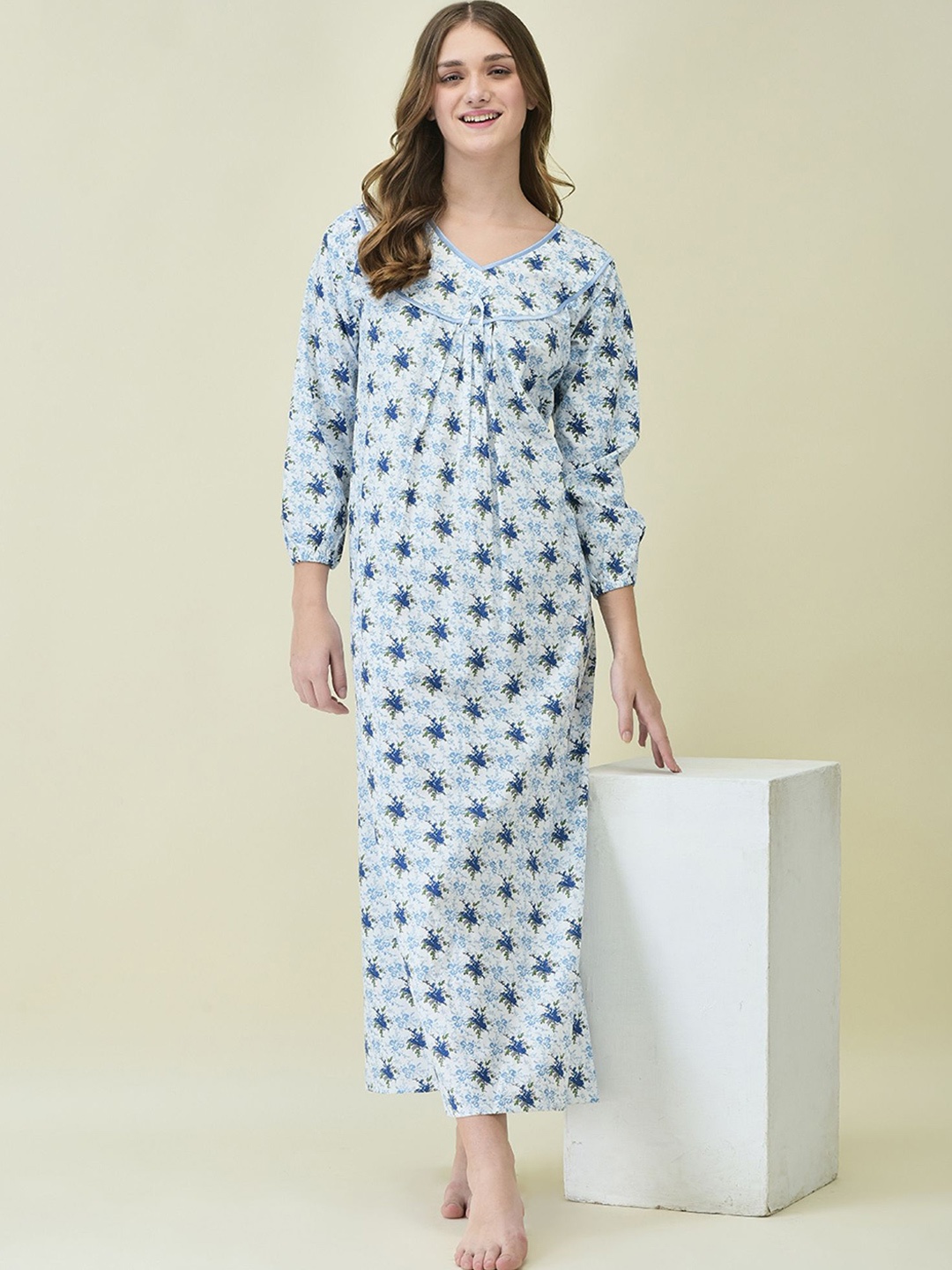 

Noty Printed Maxi Nightdress, Blue