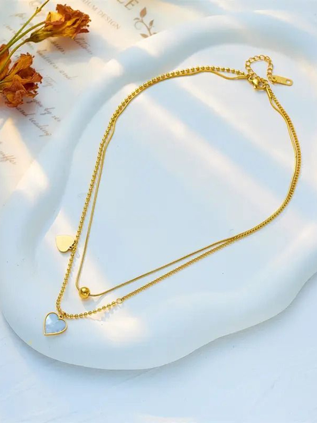 

DIVASTRI Gold Plated Stainless Steel Cubic Zirconia Anti Tarnish Layered Minimal Chain