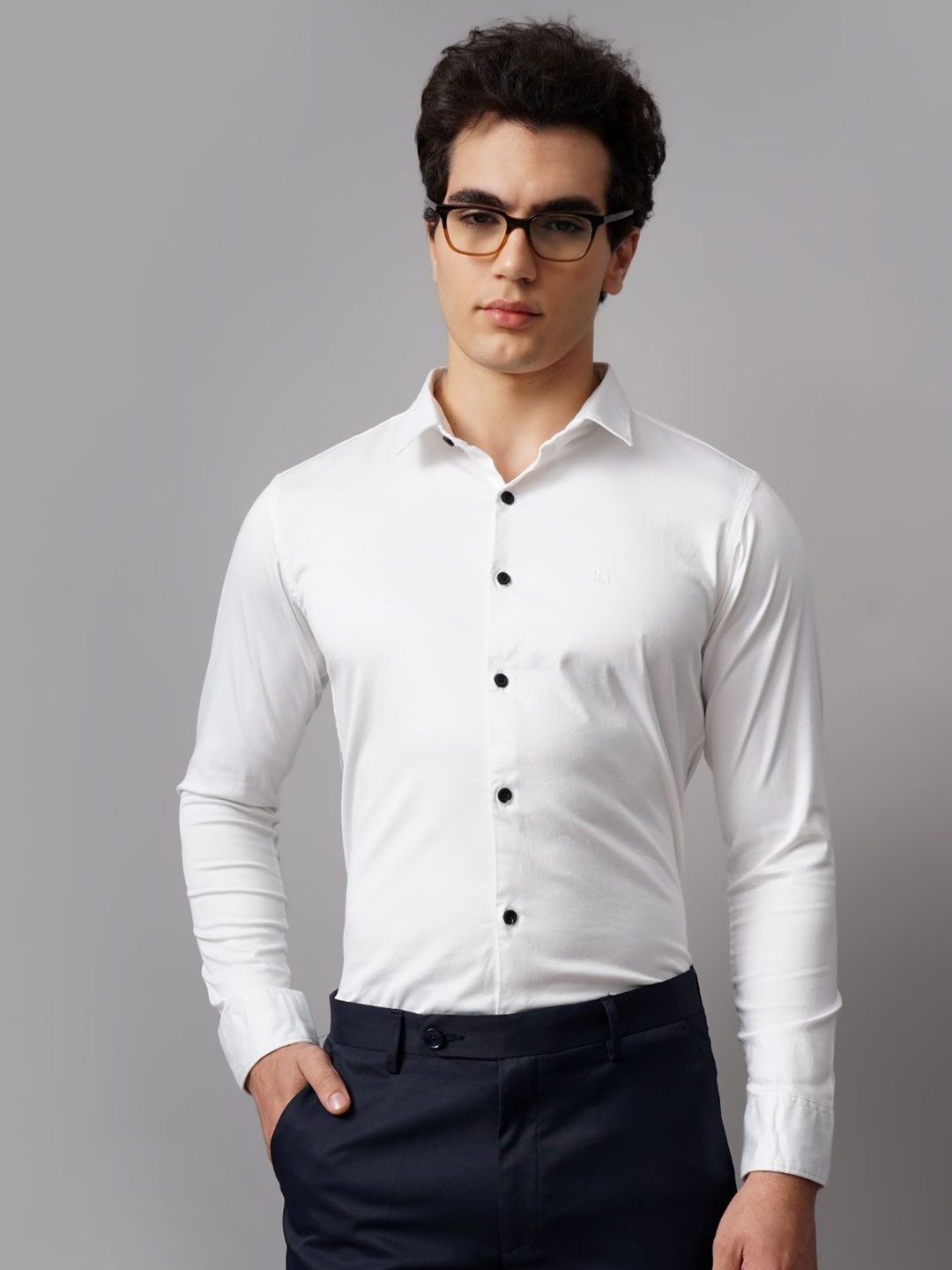 

PAUL STREET Men Standard Slim Fit Opaque Semiformal Shirt, White