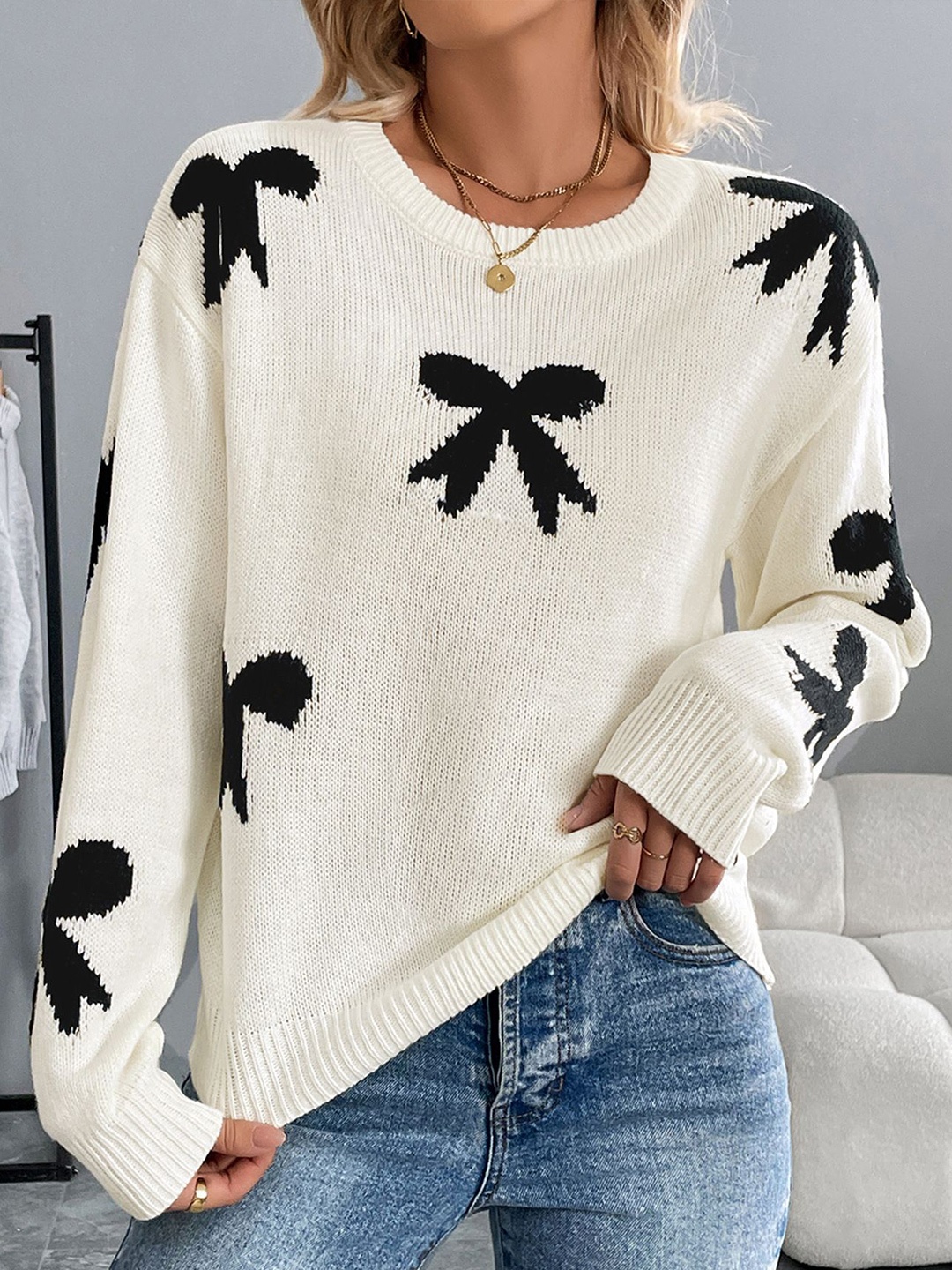 

StyleCast Women Printed Pullover, White