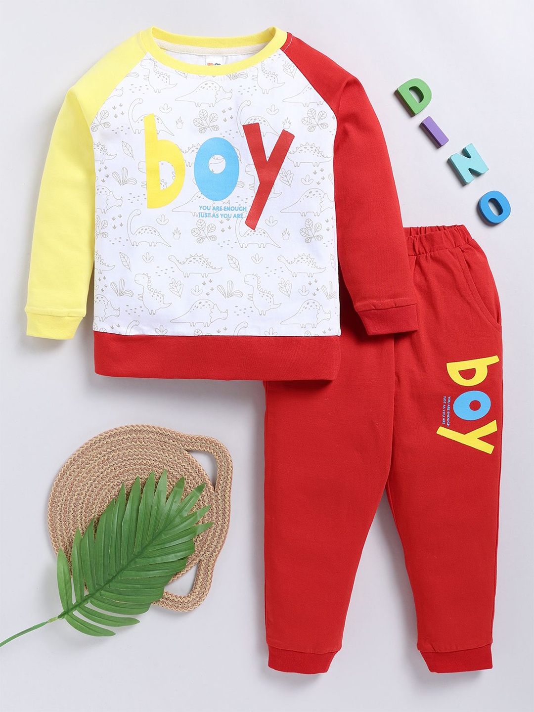 

LITTLE NINJA Boys Printed T-shirt with Trousers, Red