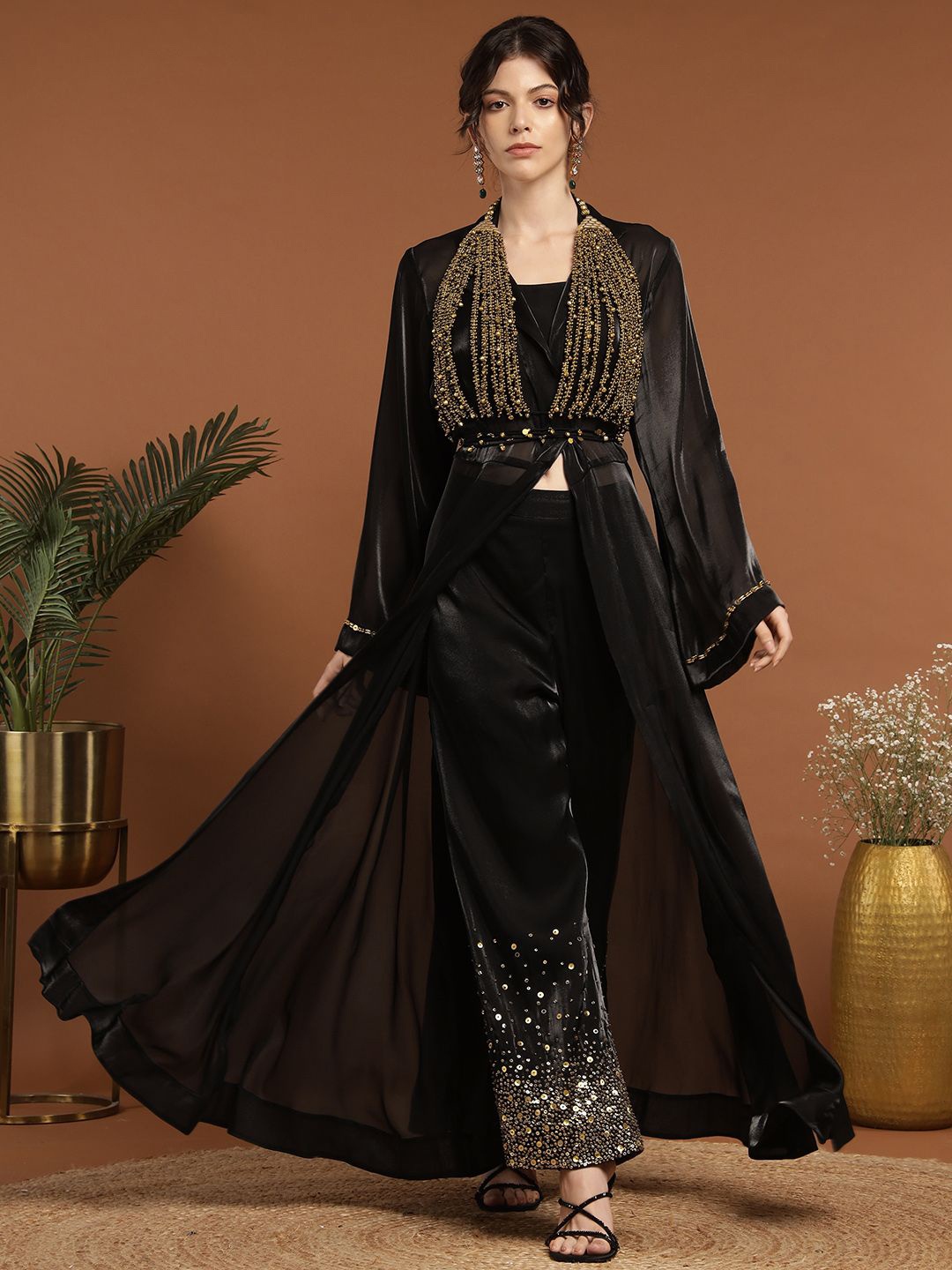 

RIRASA Top & Trousers With Embellished Shrug Co-Ords, Black