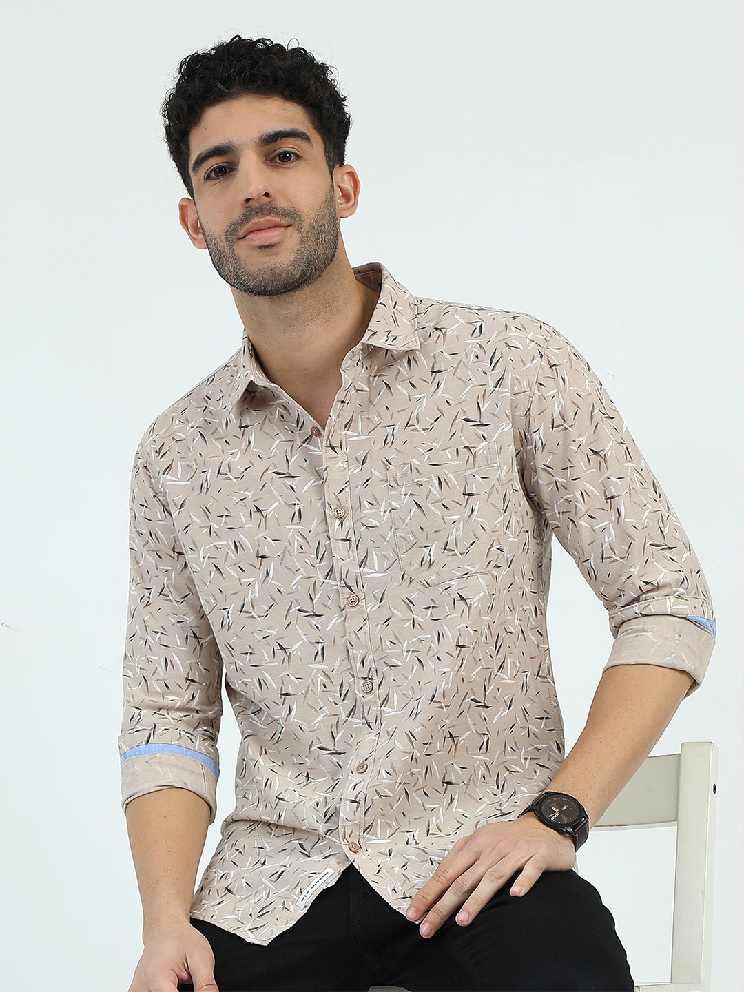 

RIGS AND RAGS Men Standard Floral Opaque Printed Casual Shirt, Beige
