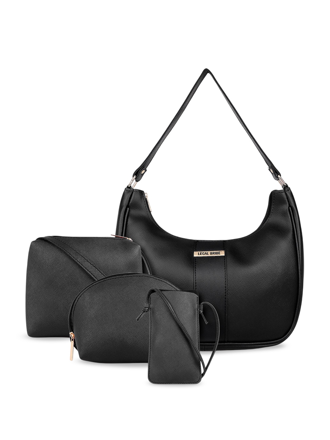 

LEGAL BRIBE PU Structured Shoulder Bag, Black