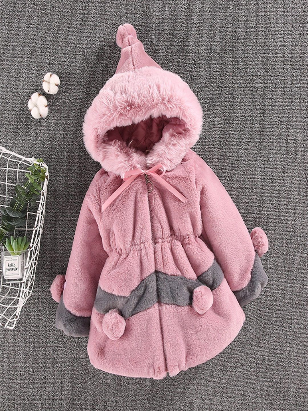 

Xsole Kids Hooded Single-Breasted Winter Overcoat, Pink
