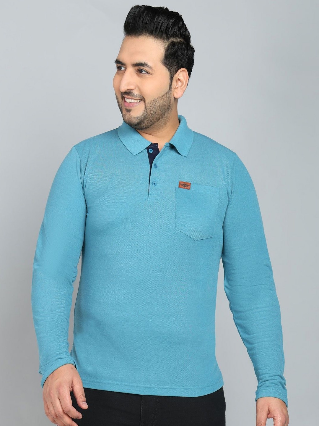 

METRONAUT PLUS Men Plus Size Solid Polo Collar T-shirt, Blue