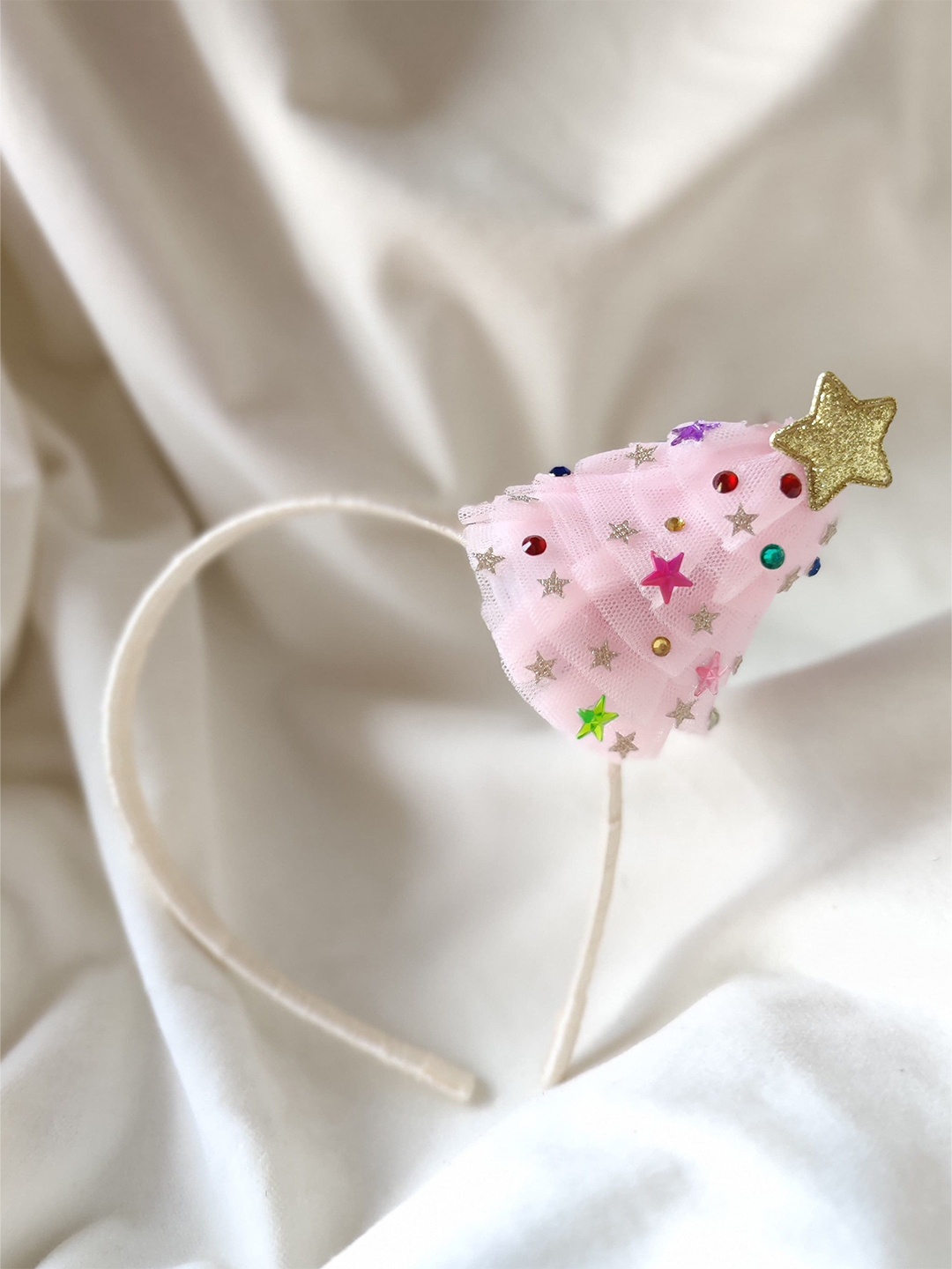 

Choko Christmas Girls Christmas Tree with Glitter Stars Holiday Hairband, Pink