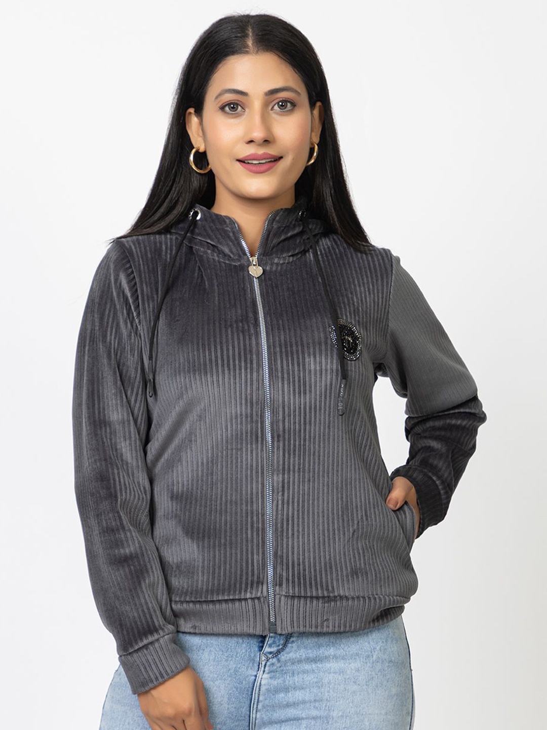 

Navsha Women Hooded Sweatshirt, Grey