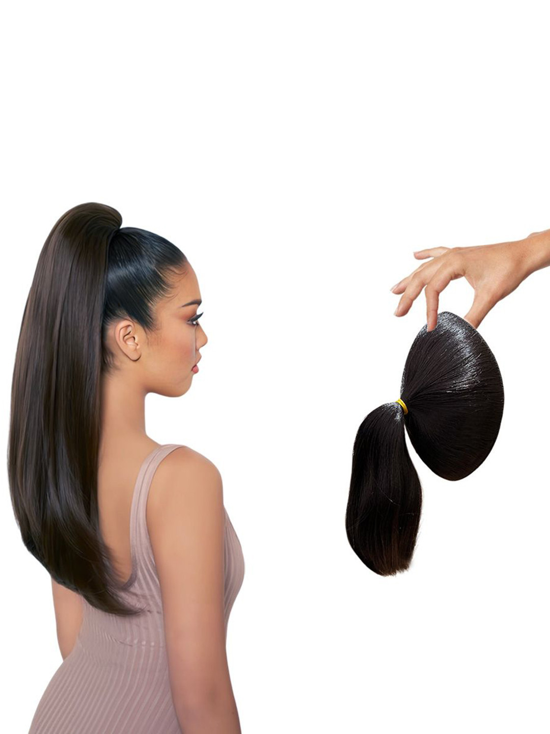 

D-Divine Ball Head Wig Wrapped With Grapefruit Peel Flower Bud Head Ponytail- 35 cm- Brown