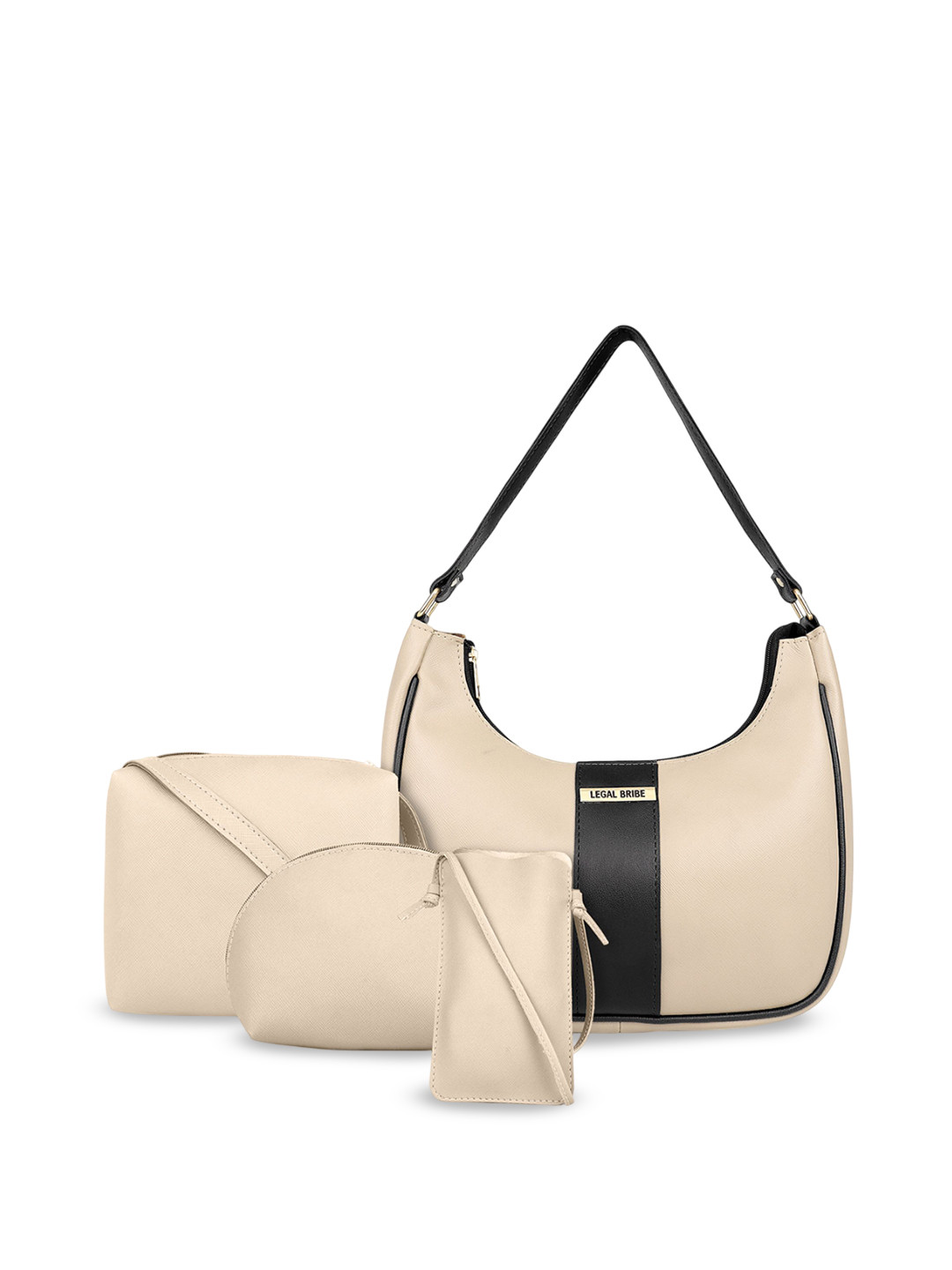 

LEGAL BRIBE PU Structured Shoulder Bag, Beige