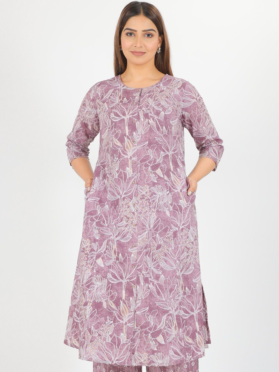 

Aramya Women Ethnic Motifs Printed Kurta, Purple