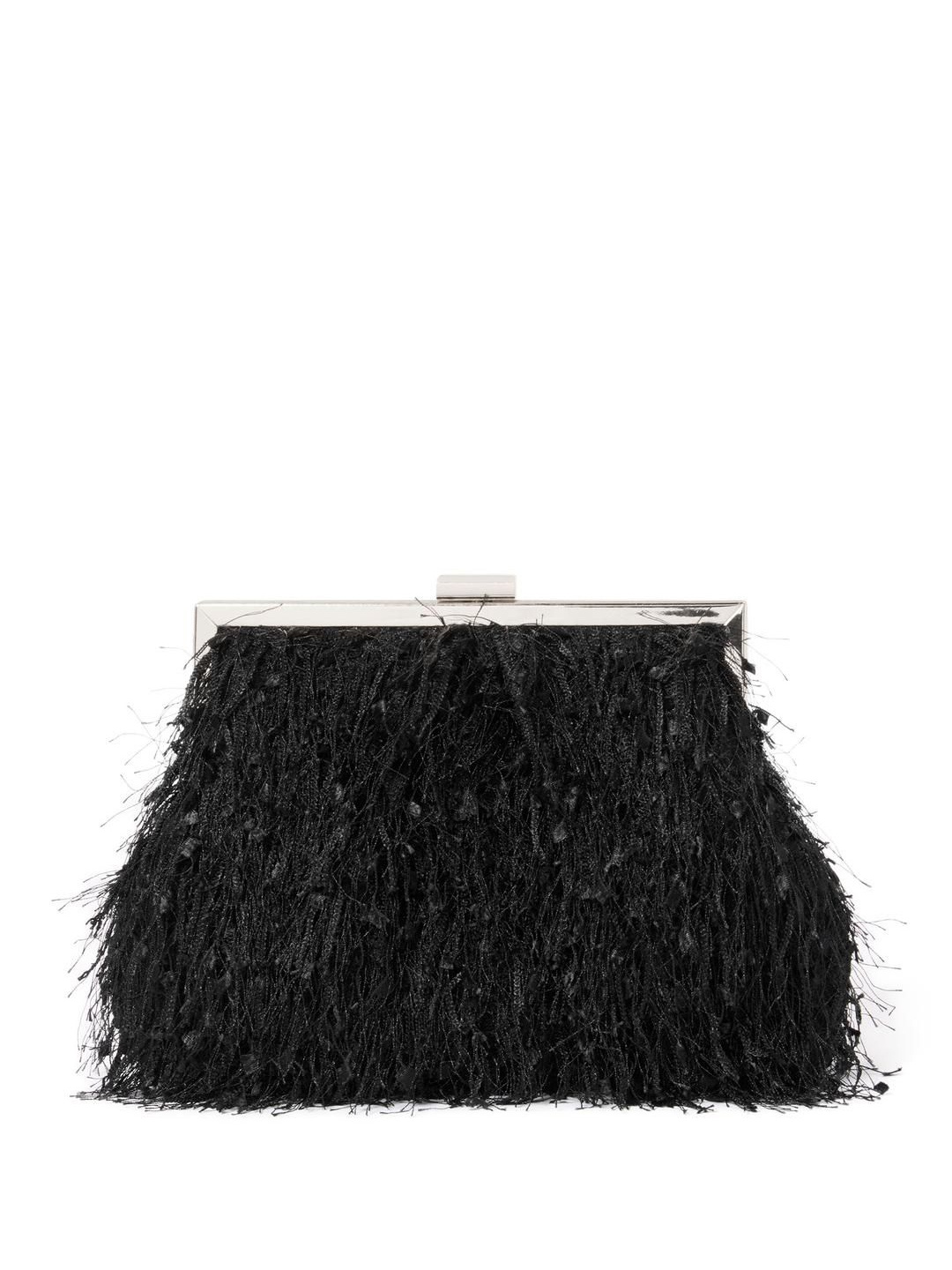 

Forever New Embellished Fringed Box Clutch, Black