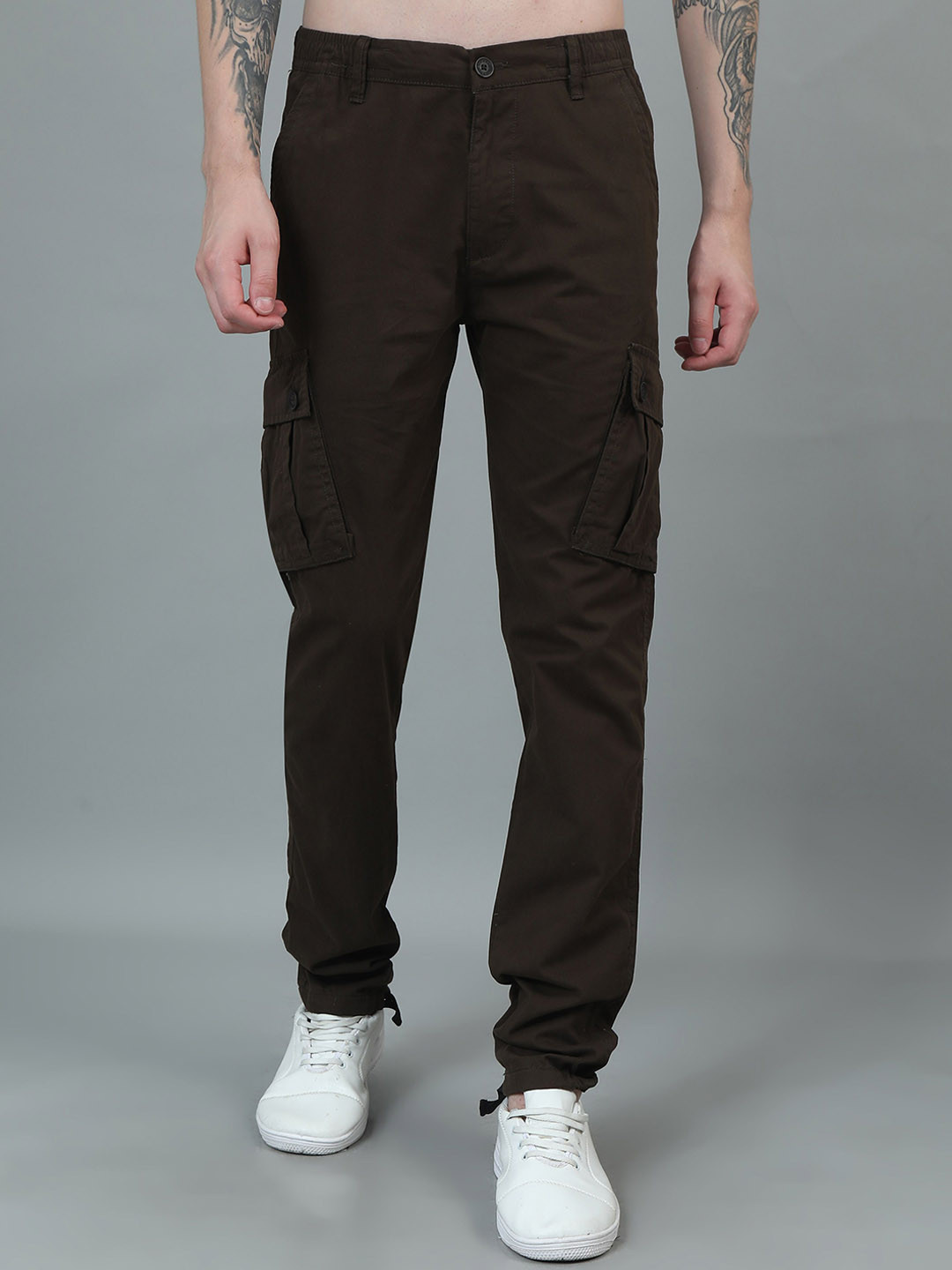 

RIGS AND RAGS Men Smart Cargos Trousers, Coffee brown