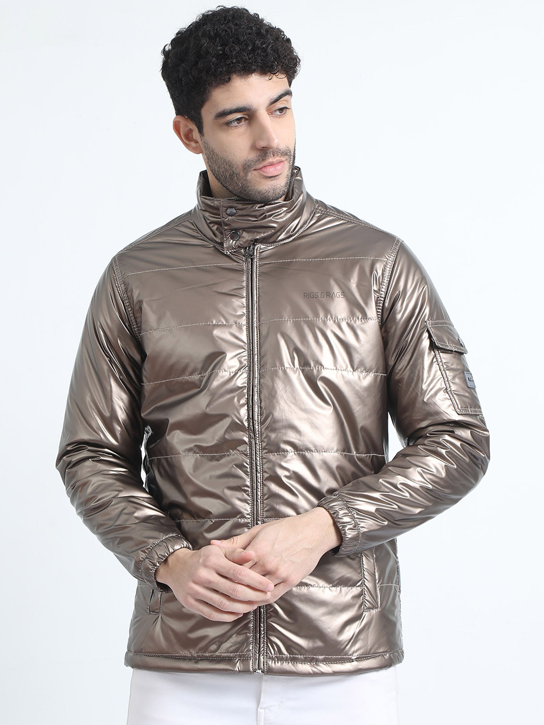 

RIGS AND RAGS Men Outdoor Tailored Jacket with Patchwork, Bronze