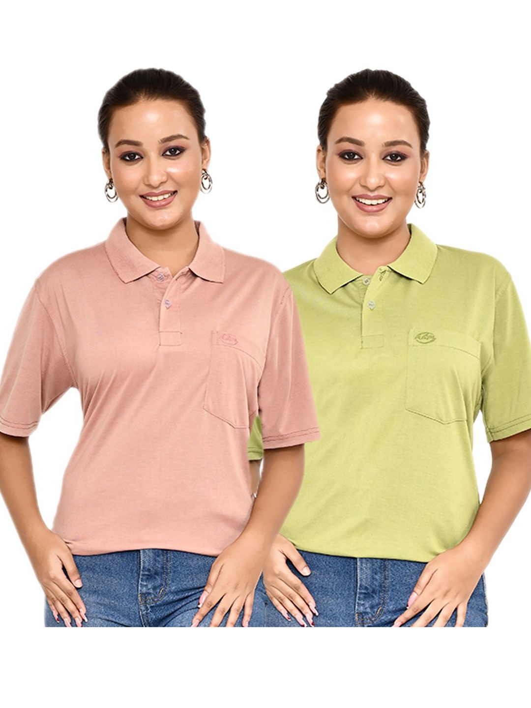 

RAPL Women 2 Polo Collar T-shirt, Multi