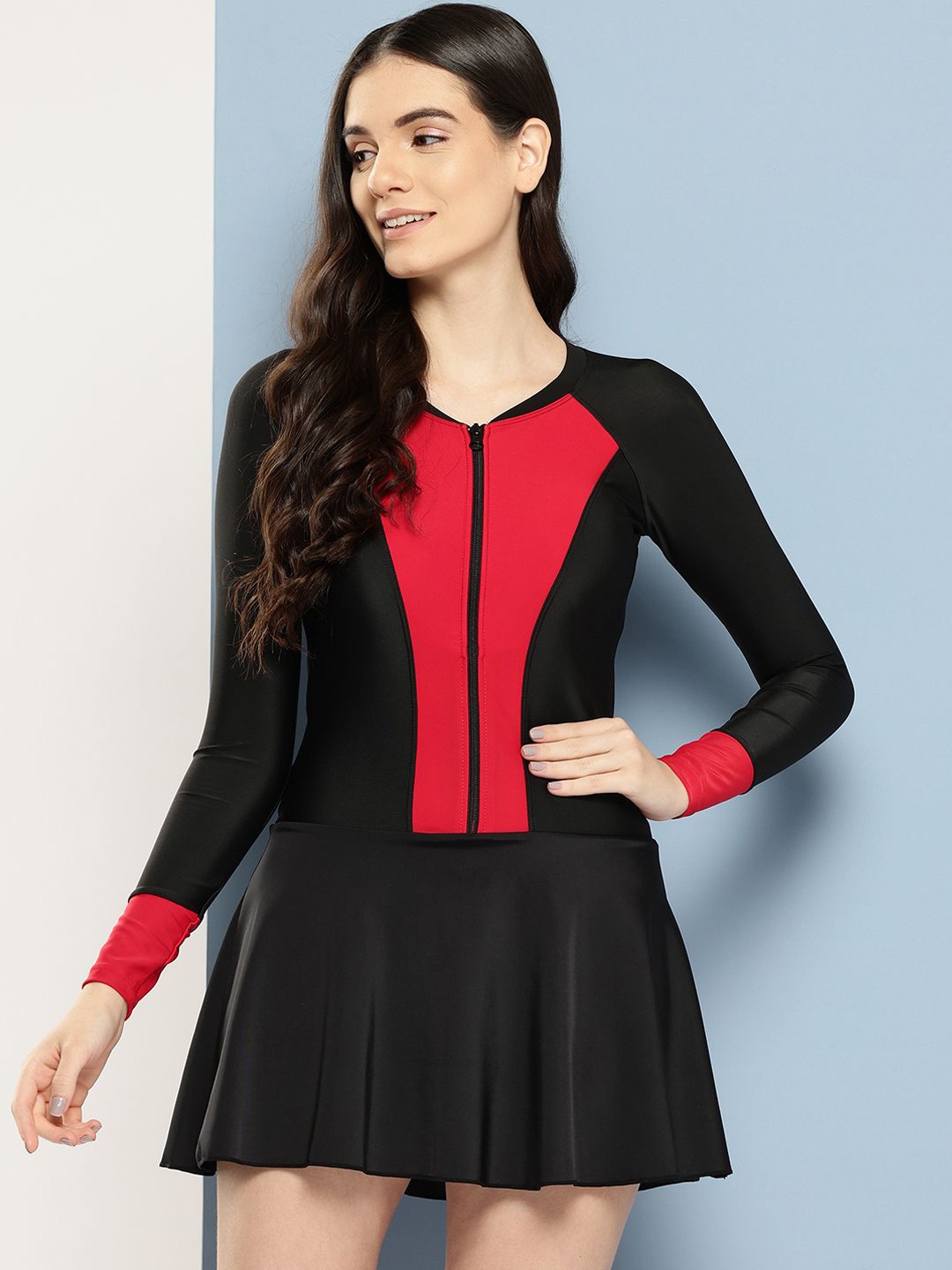 

BAESD Color-Blocked Swimming Dress, Black