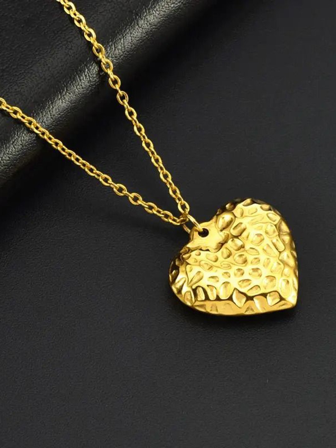 

MEENAZ Gold-Plated Stainless Steel Anti Tarnish Heart Shaped Pendant with Chain