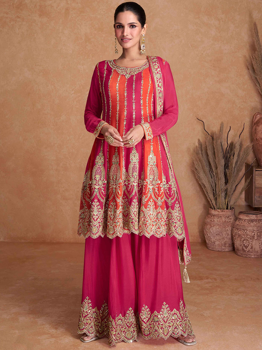 

Jaipur Kurti Embroidered Semi-Stitched Dress Material, Pink