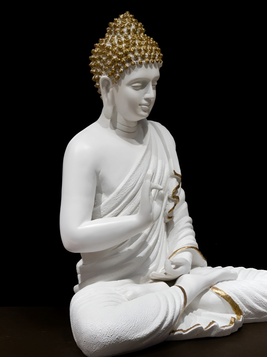 

NAYRA HANDICRAFTS White & Gold Toned Buddha Idol Showpiece