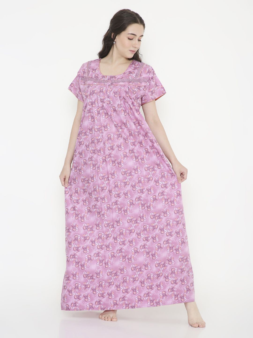 

NIGHTSPREE Printed Maxi Nightdress, Pink