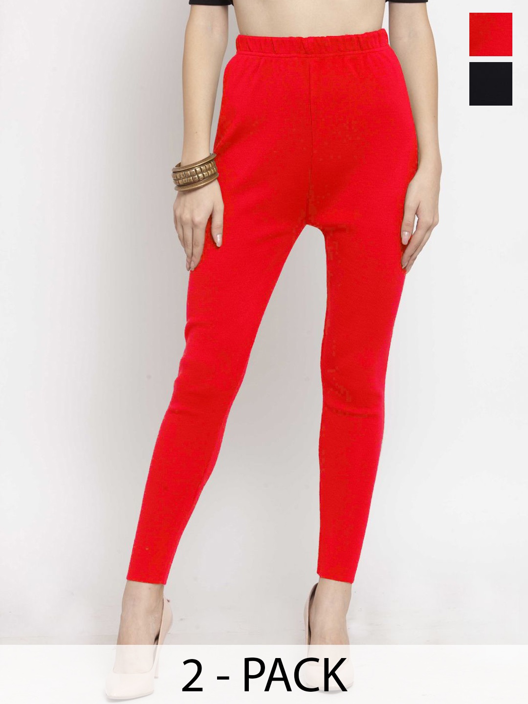 

Castle Lifestyle Pack Of 2 Ankle-Length Leggings, Red