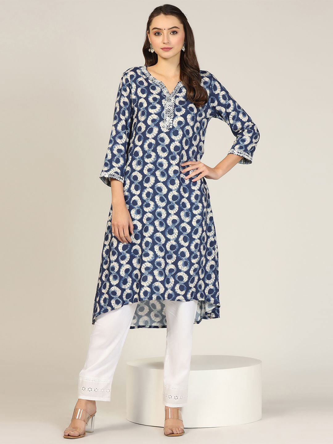 

Mustard Printed Kurta, Blue