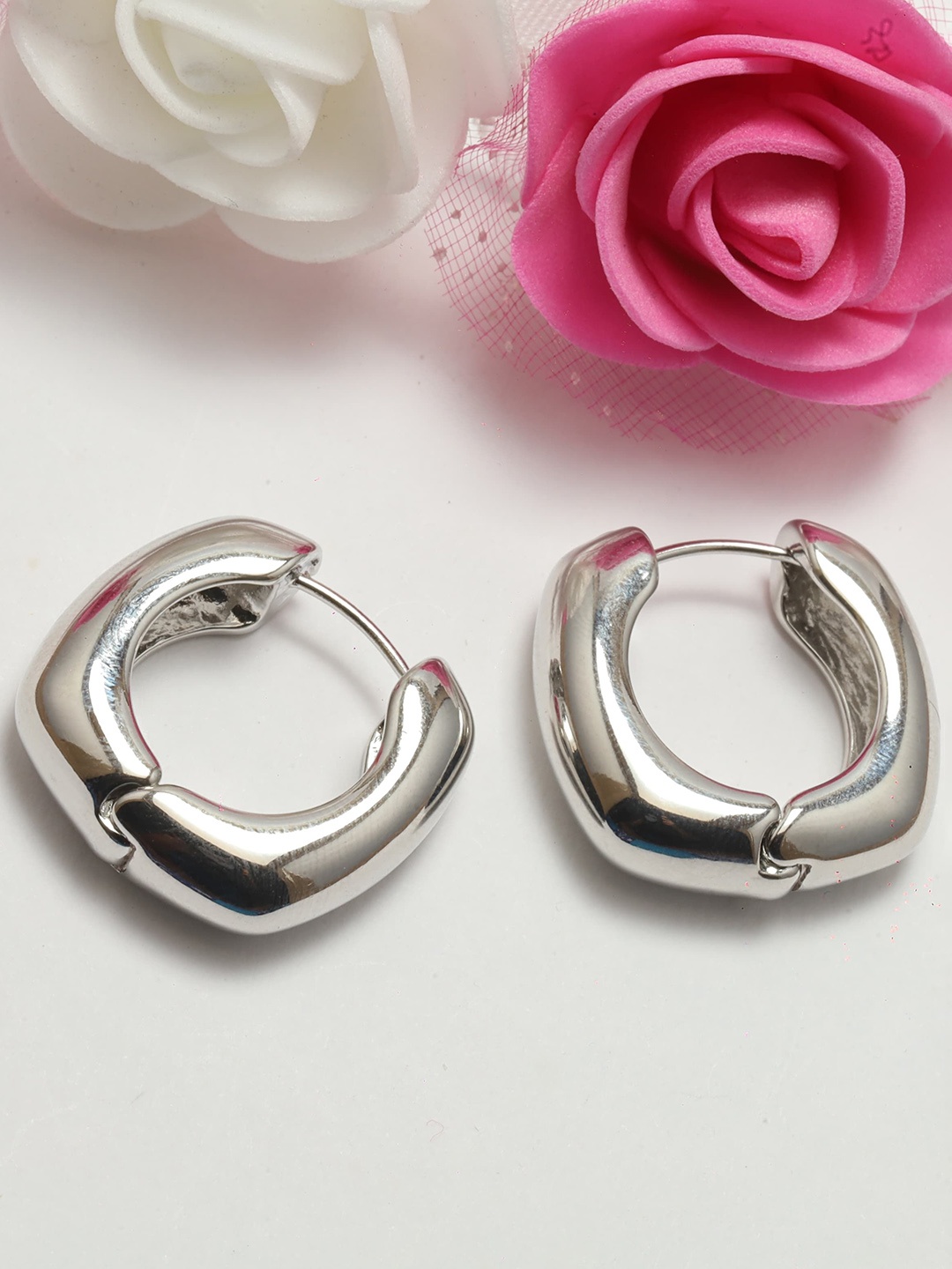 

Maansh Contemporary Silver-Plated Hoop Earrings