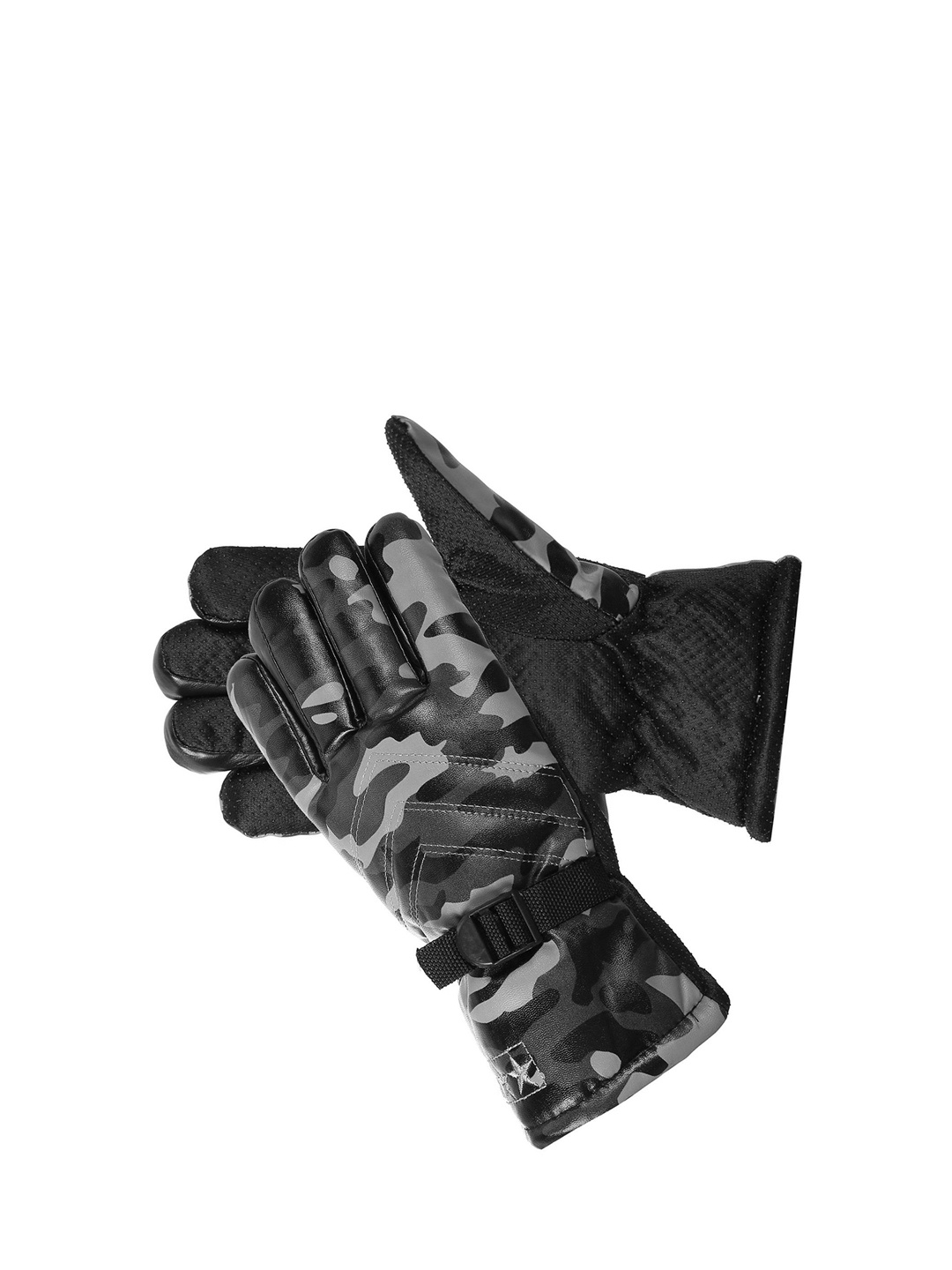 

Alexvyan Men Patterned Winter Gloves, Black