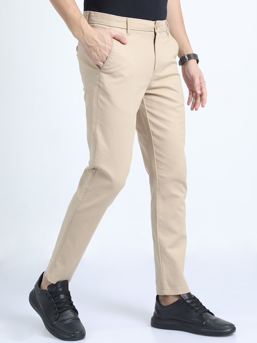 

RIGS AND RAGS Men Smart Slim Fit Chinos Trousers, Beige