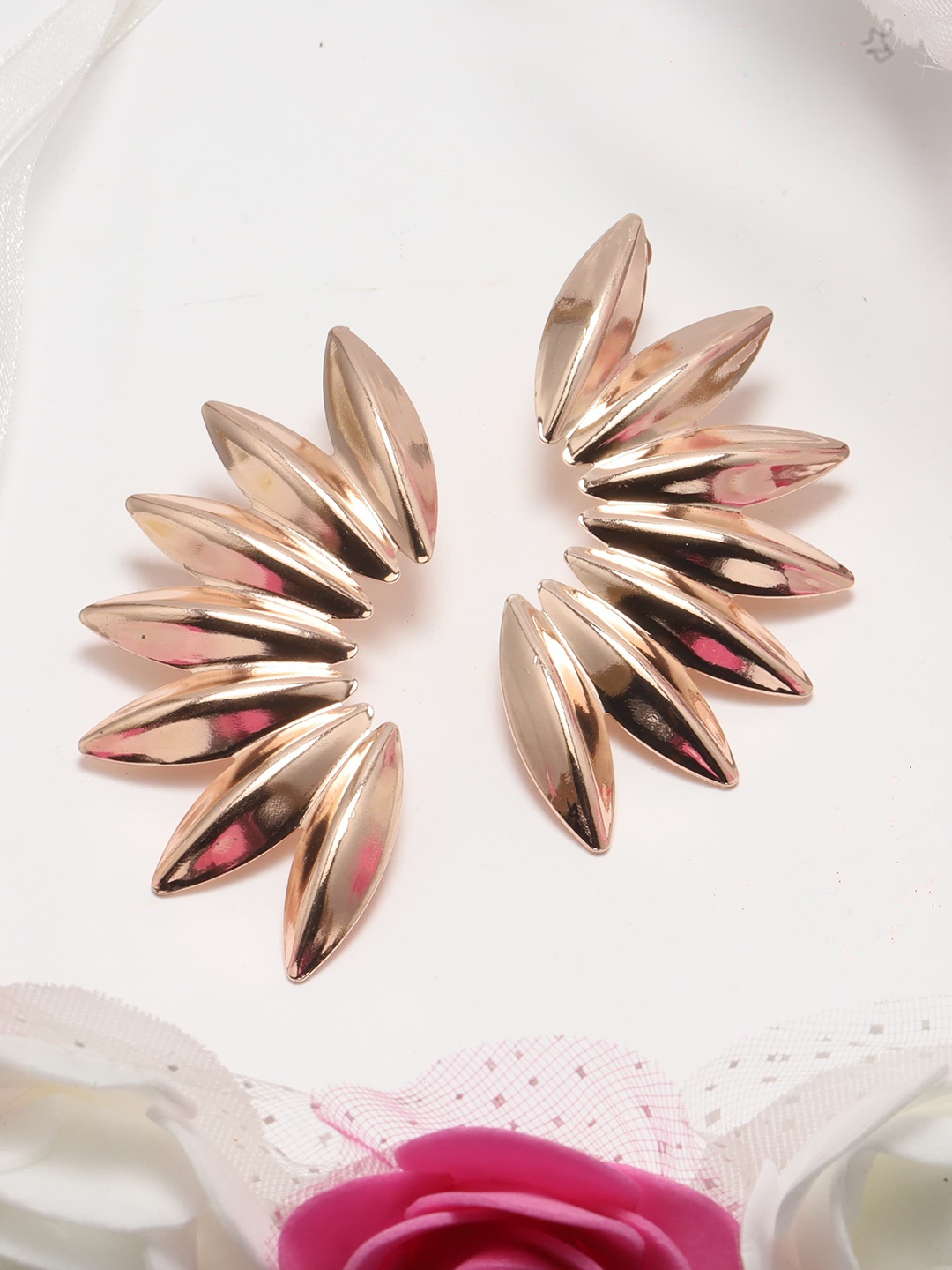 

Maansh Rose Gold-Plated Contemporary Studs Earrings